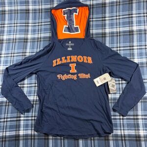Colosseum Illinois Fighting Illini Womens Navy Blue Hooded T-Shirt M COTH31021